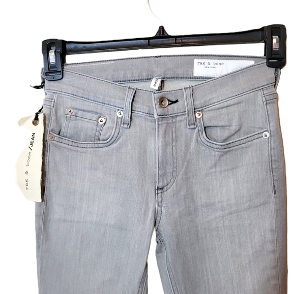 Rag & Bone Denim Burmese Gray Ankle Skinny Jean Raw Hem Sz 25 - Picture 3 of 10